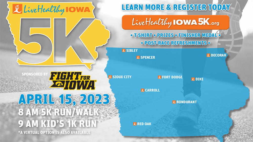 Live Healthy Iowa 5K 2023 locations and registration information.